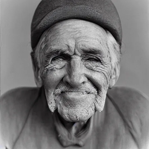 Prompt: nice detailed photos from old man smile in the style of j. ross baughman