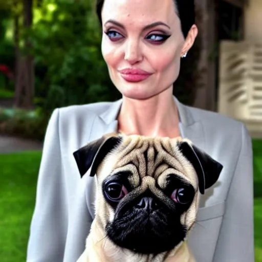 Image similar to a pug that looks like angelina jolie