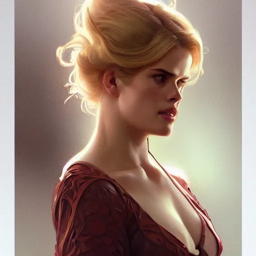 Prompt: beautiful striking Alice Eve , intricate, elegant, highly detailed, digital painting, artstation, concept art, smooth, sharp focus, illustration, art by artgerm and greg rutkowski and alphonse mucha and loish and WLOP