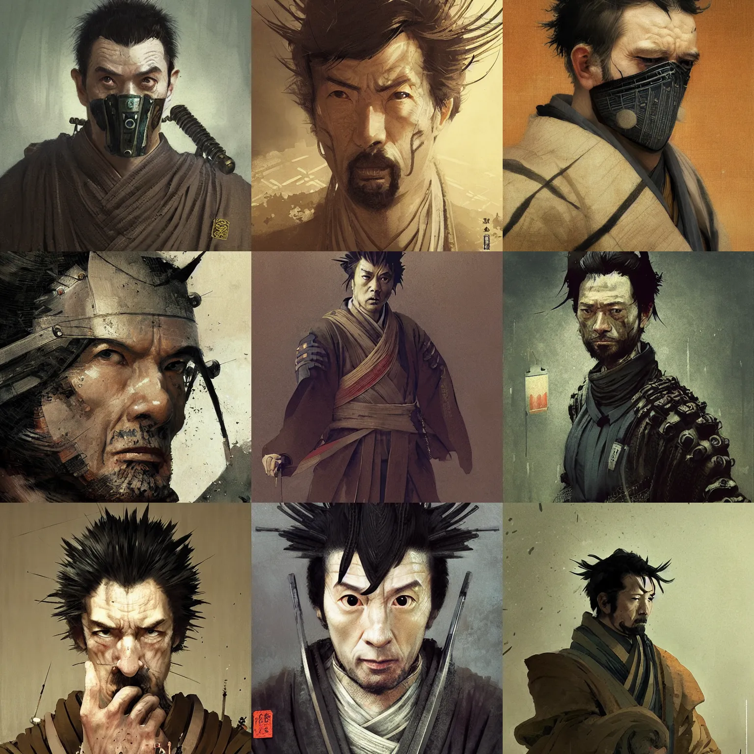 Prompt: portrait ronin like the doctor who, medieval japan style, male, serious, musculine photo realistic, highly detailed, perfect face, fine details, by carl spitzweg, ismail inceoglu, vdragan bibin, hans thoma, greg rutkowski, alexandros pyromallis