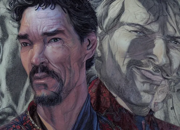 Image similar to a highly detailed ugly portrait of stephen strange, james gurney, james jean