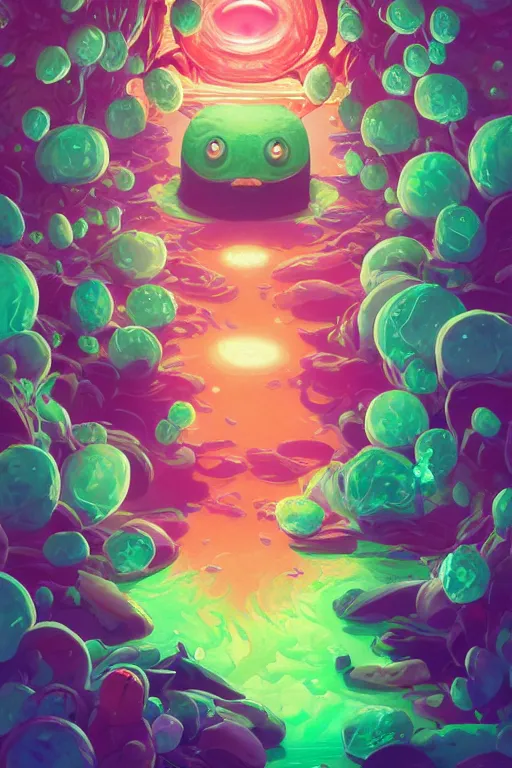 Image similar to roots cactus sushi cristal smurf ghost creature animal sushi cristal very big eye roots cactus elemental flush of force nature micro world fluo fishscale, behance hd by jesper ejsing, by rhads, makoto shinkai and lois van baarle, ilya kuvshinov, rossdraws radiating a glowing aura global illumination ray tracing hdr