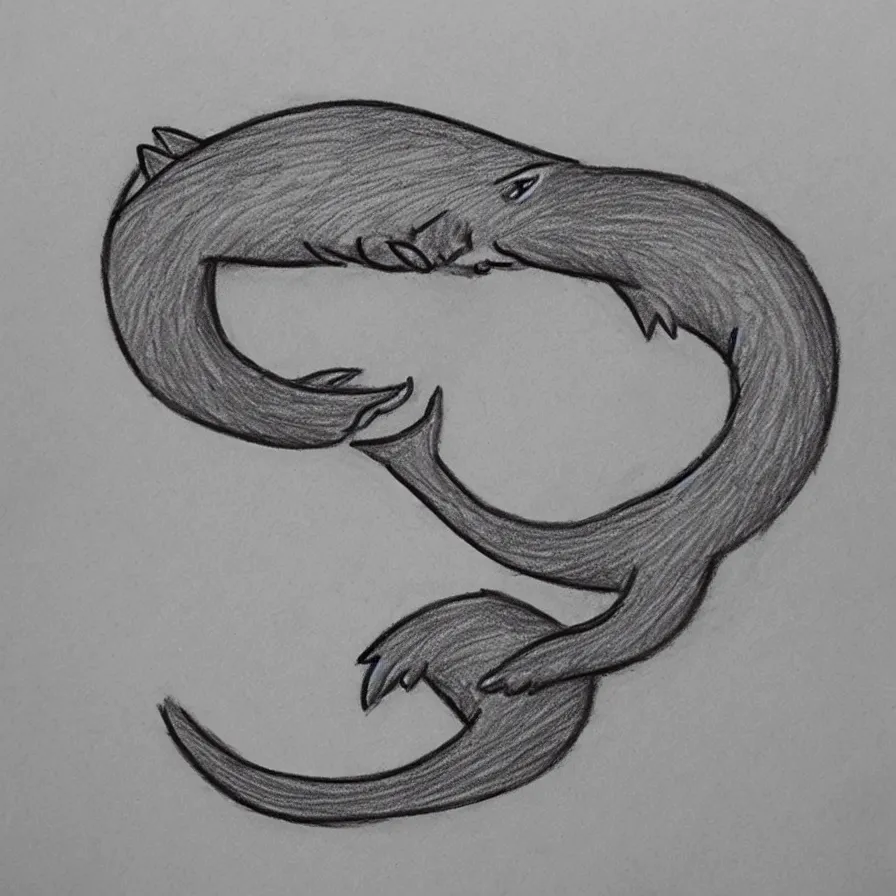 Prompt: pencil sketch!!! of a stylized otter symbol logo!!!