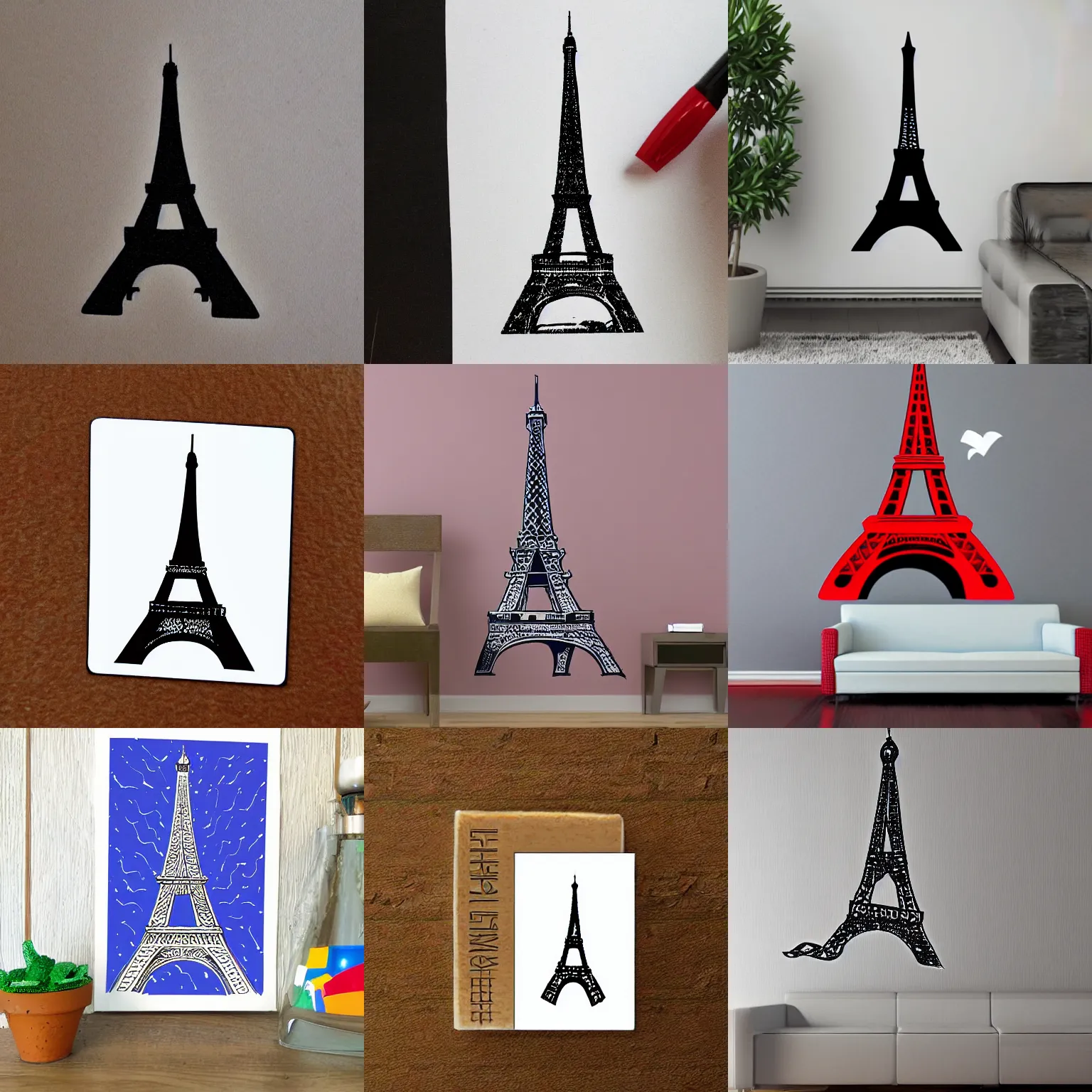 Prompt: sticker illustration of the eiffel tower
