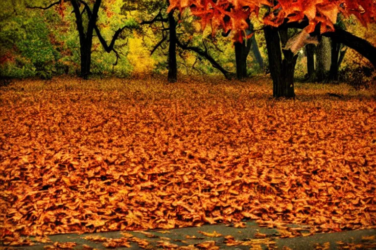 Image similar to tornado of fall oak leaves ( ( ( ( ( recently deserted city. ) ) ) ) )