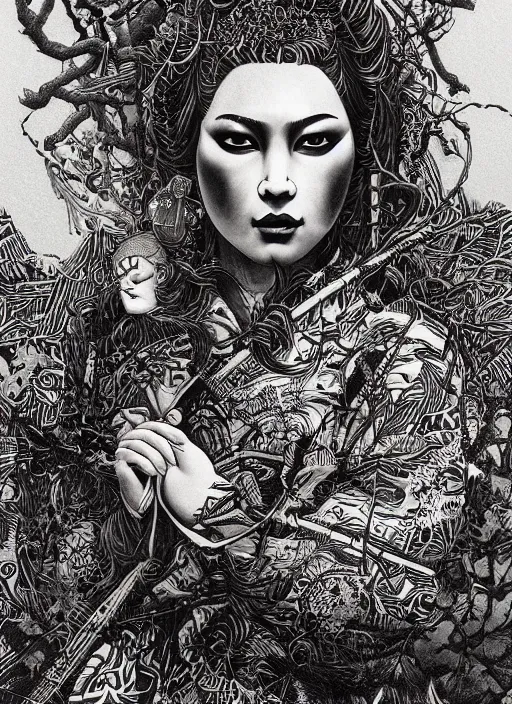 Image similar to Ronin goddess painting by Dan Hillier, trending on artstation, artstationHD, artstationHQ, 4k, 8k