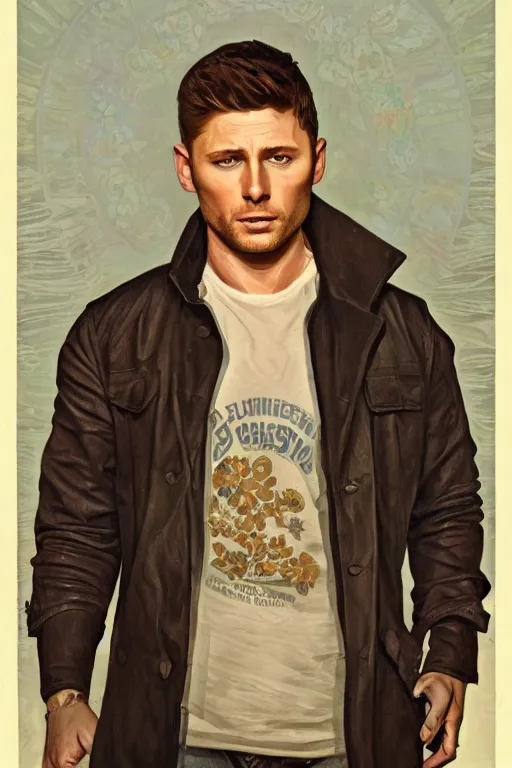 Prompt: a detailed matte portrait of an jensen ackles dressed dean in the gilmore girls, masterpiece, 8 k, art by alphonse mucha and greg rutkowski