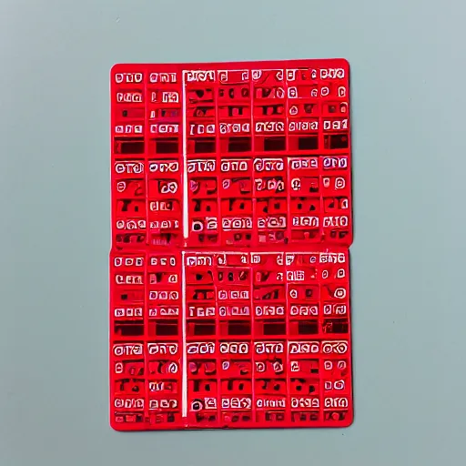 Image similar to bright red plastic computer punch card