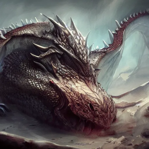 Prompt: sleeping dragon, 4 k digital art, artstation