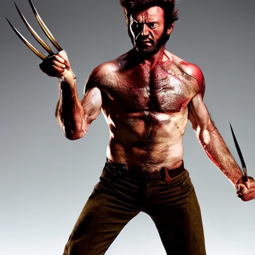 Image similar to the wolverine, butcher, zombie, full body shot by yousuf karsh, golden hour, realistic, body shot, sharp focus, 8 k high definition, insanely detailed, intricate, elegant