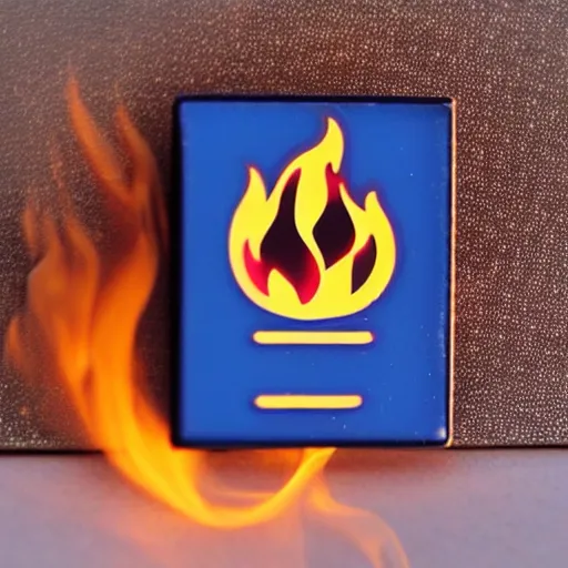 Image similar to a photo of a retro 1 9 8 0 s minimalistic clean fire flames warning enamel pin, studio lighting, behance