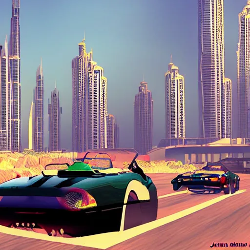 Image similar to gta : dubai, by jama jurabaev