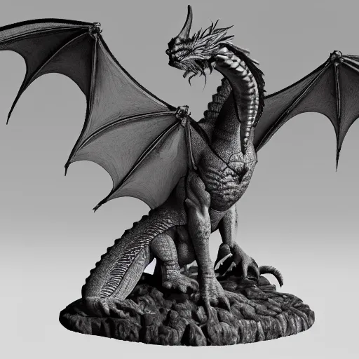 Image similar to dragon statue, dramatic light, highly detailed, smooth, artstation, digital illustration