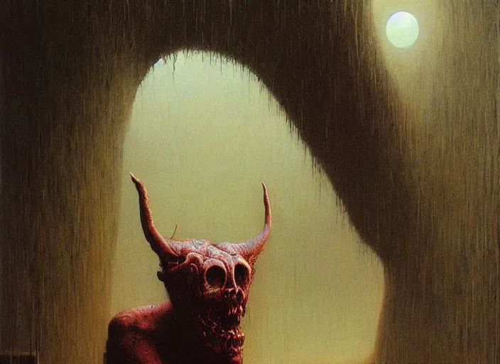 Image similar to lamasu beast, beksinski