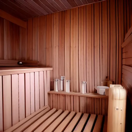 Prompt: a cozy sauna
