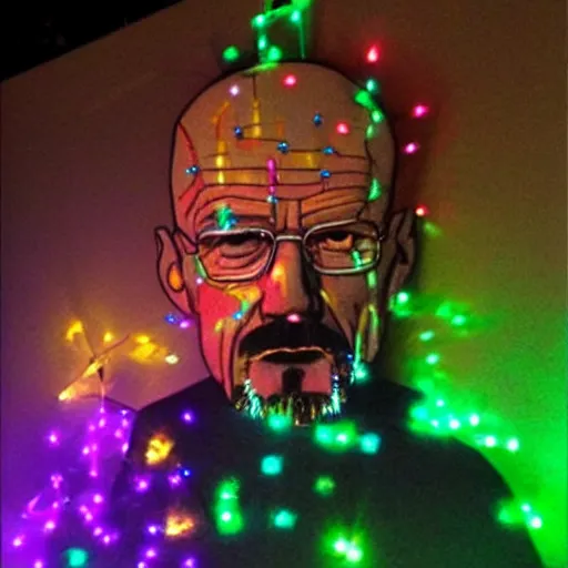 Image similar to walter white made out of christmas lights