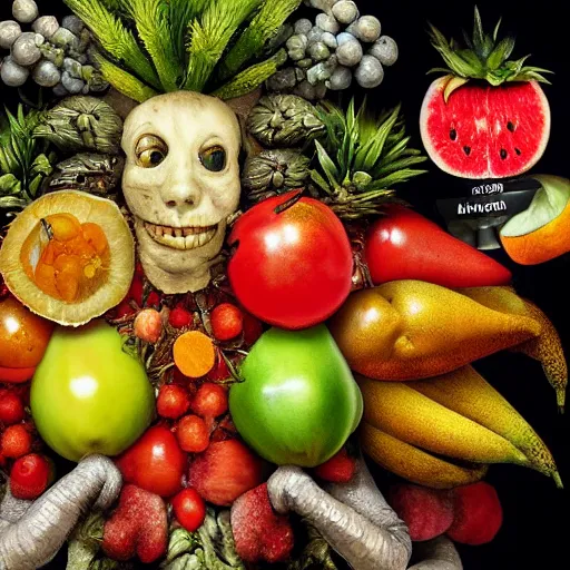 Prompt: giuseppe arcimboldo, fruits, unreal engine, new scifi movie