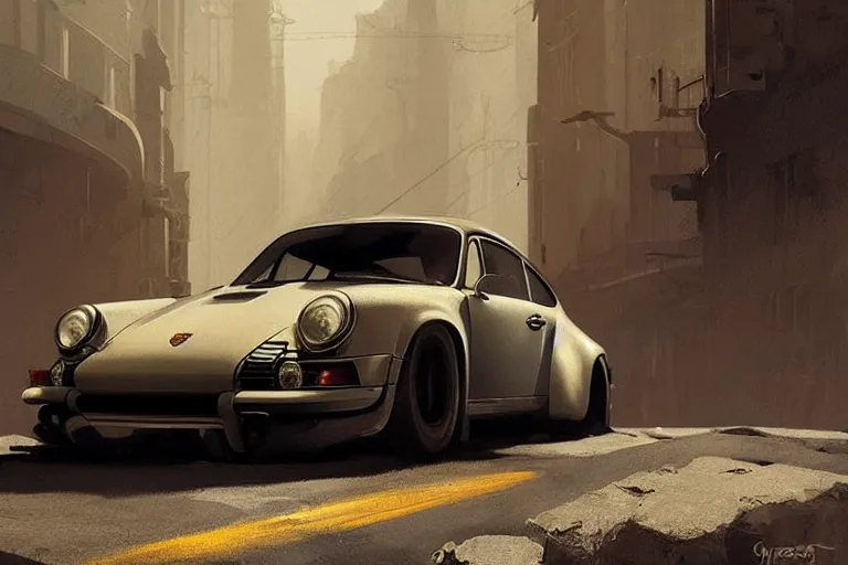 Image similar to dieselpunk porsche 911, highly detailed, digital painting, artstation, concept art, sharp focus, illustration, art by raphael lacoste and greg rutkowski