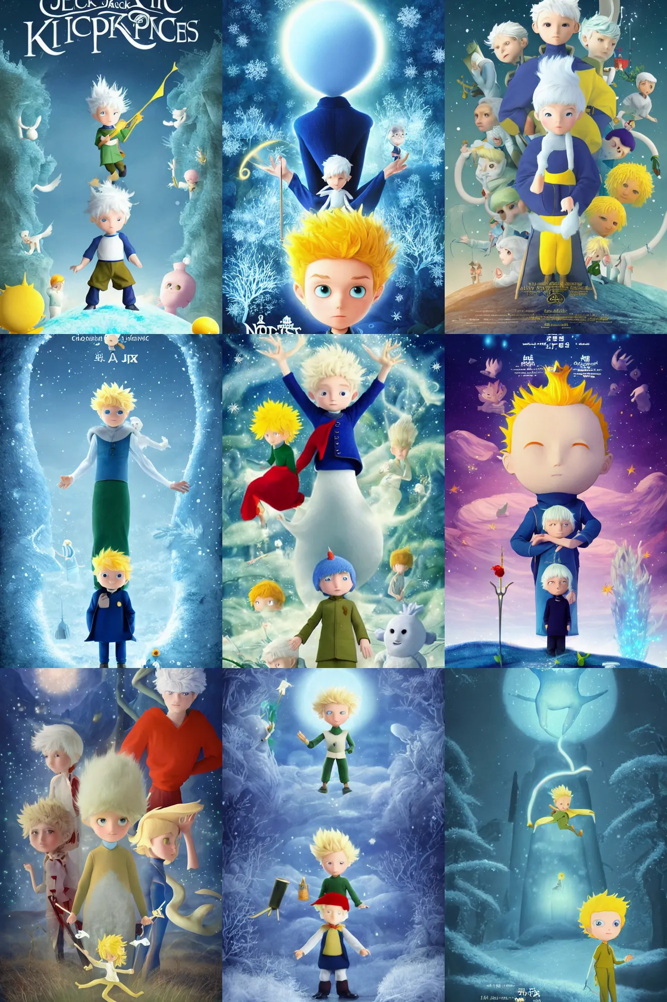 Prompt: jack Frost the little prince solving epic mysteries, Klaus Movie poster, movie still, artwork by Chiho Aoshima, Christian Anderson, full of details, trending on artstation