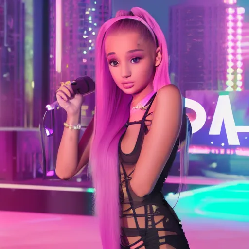 Prompt: Still of the KDA music video Popstarts featuring Ariana Grande. 3d render, octane render, realistic, highly detailed, trending on artstation, 4k, cgsociety, unreal engine 5, redshift render, blender, behance, cg