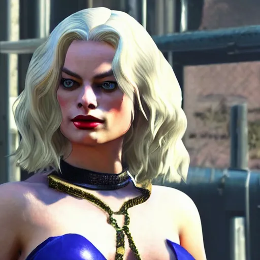 Image similar to Margot Robbie as Harely Quinn in GTA 5.