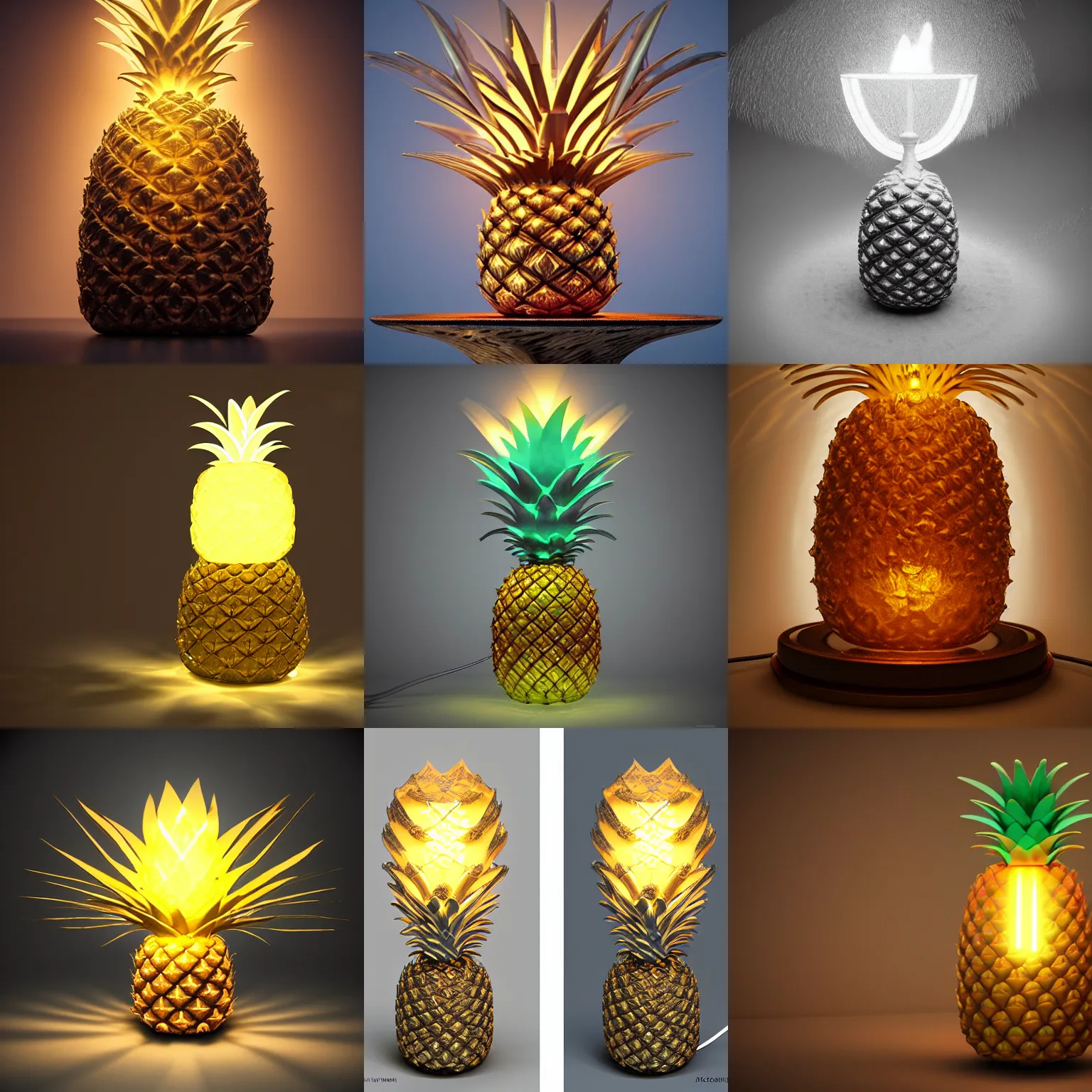 Prompt: a glowing pineapple lamp on an alter, by wojciech siudmak by eiq, cgsociety, glowing swirling mist, candles, epic lighting, render