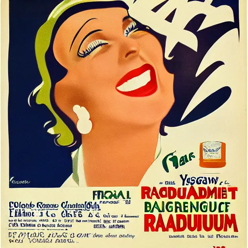 Prompt: year 1 9 2 8 commercial poster for radium toothpaste