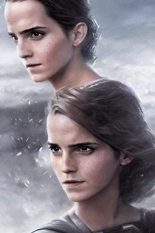 Image similar to a fancy close up of Man of Steel cast as Emma Watson by Greg Rutkowski, full body shot