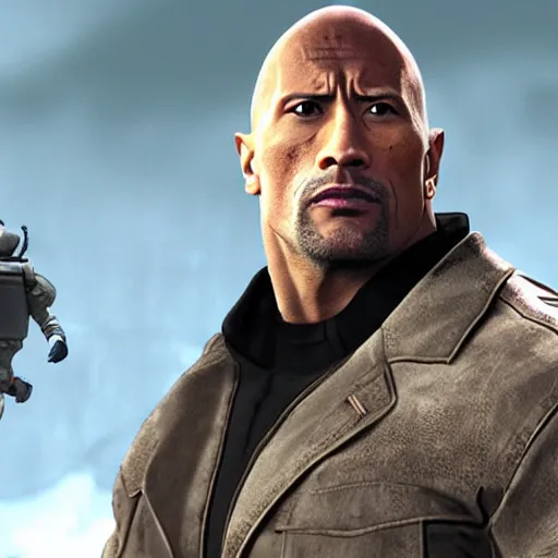 prompthunt: The Rock, suspicious, raised eyebrow