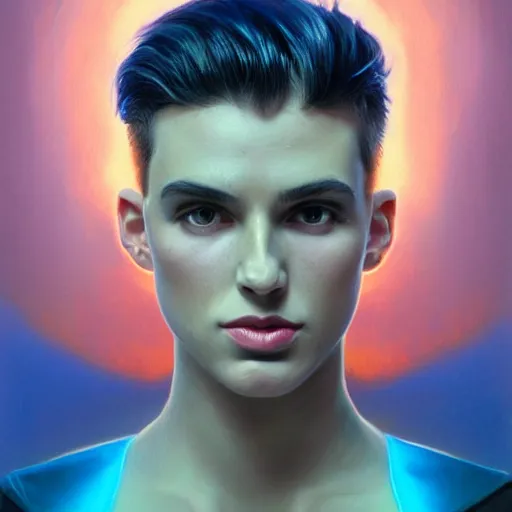 Prompt: hyperrealistic oil painting of electric hero, cute - fine - face, pretty face, oil slick hair, realistic shaded perfect face, extremely fine details, realistic shaded lighting, dynamic background, 8 k ultra realistic, highly detailed, art by christopher balaskas, alphonse mucha, craig millions ultra detailed