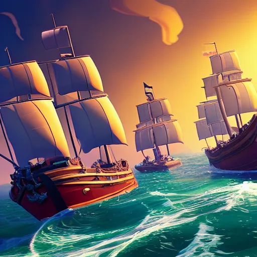 Image similar to a racing game set in sea of thieves