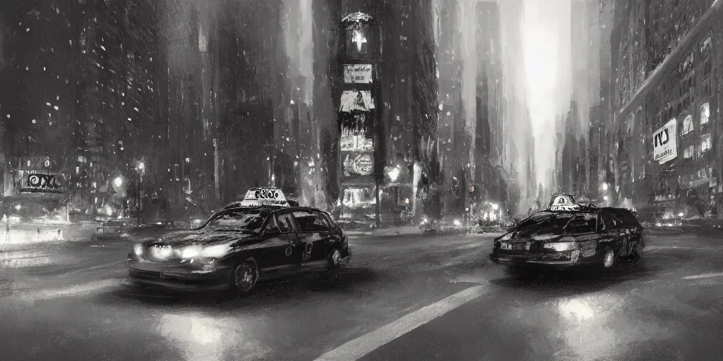 Image similar to taxi through the streets of chicago, night time, dramatic lighting, german expresionism, noir film, character sheet, fine details, concept design, high contrast, anthrophomorfic animals, kim jung gi, greg rutkowski, trending on artstation, 8 k, full body, turnaround, front view, back view, ultra wide angle