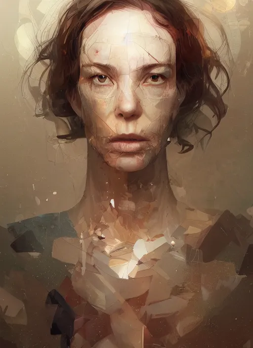Prompt: the human capacity to abstract discrete categories over continuous phenomenon constitutes perhaps our greatest blessing and curse, photorealistic portrait by michael komarck, greg rutkowski, victo ngai, artgerm and j. dickenson