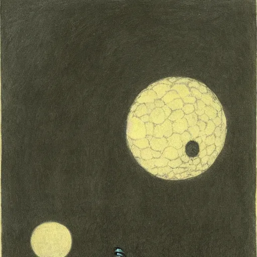 Prompt: death hiding behind the false moon, by Odilon Redon, by Edward Gorey, oil on canvas, beautiful, eerie, surreal, colorful