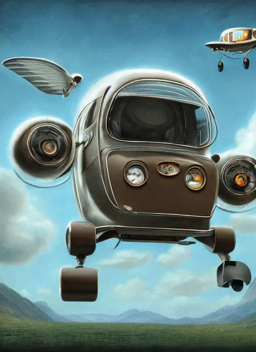 Image similar to highly detailed closeup portrait of a 1 9 6 0 s retro flying car, unreal engine, nicoletta ceccoli, mark ryden, earl norem, lostfish, global illumination, detailed and intricate environment