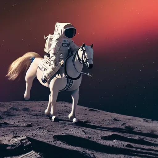 Image similar to professional photo of astronaut riding a horse on the moon, hyperrealistic masterpiece, trending on artstation, cgsociety, kodakchrome, golden ratio, cinematic, composition, beautiful lighting, hyper detailed, sharp focus, octane render, 4 k, unreal engine