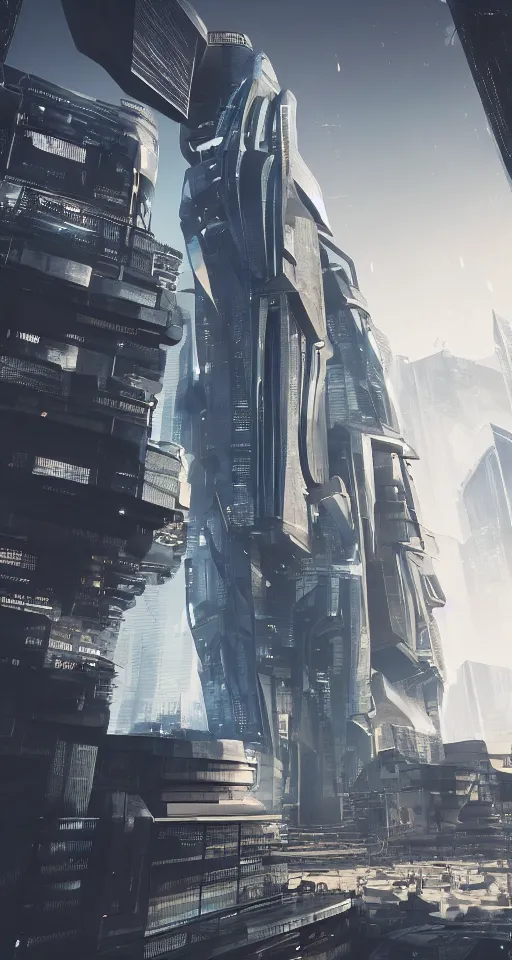 Prompt: huge futuristic building, in style of cyberpunk, detailed, sharp, 8 k