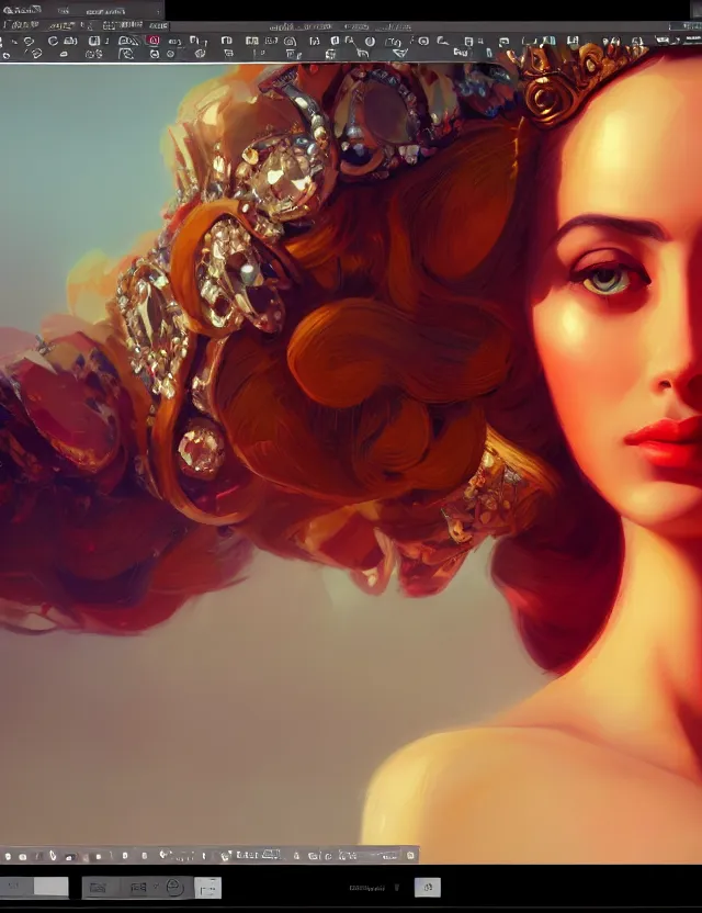 Prompt: blurred background. close-up portrait of a goddess in crown, by Alfred Eisenstaedt, Afarin Sajedi and Alena Aenami. unreal engine