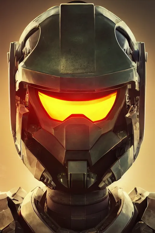 Image similar to robot ninja mask helmet halo master chief radiating a glowing aura global illumination ray tracing hdr fanart arstation by ian pesty and katarzyna da „ bek - chmiel