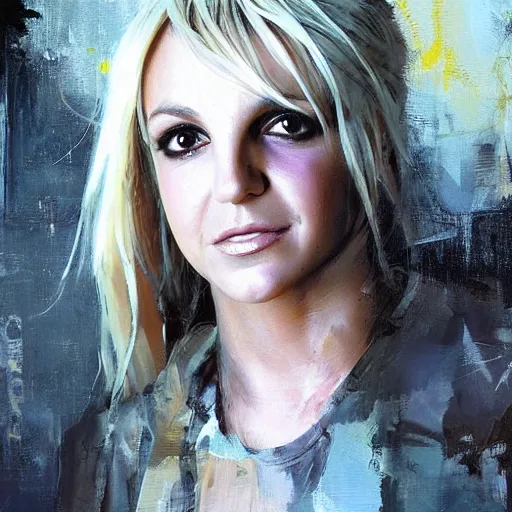 Image similar to britney spears and anna faris morphed together, hybrid, jeremy mann painting