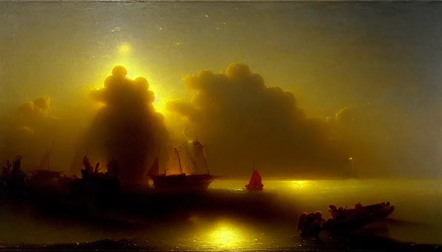 Image similar to the two complementary forces that make up all aspects and phenomena of life, by Ivan Aïvazovski,