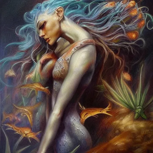 Prompt: a fantasy creature, fantasy, oil painting, masterpiece, beautiful composition, realism,