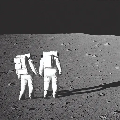 Image similar to a gay couple taking a stroll on the moon, with the earth showing in the pitch black sky