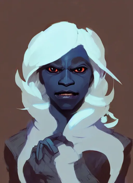 Image similar to ( ( ( ( ( portrait of male drow from dungeons and dragons. ) ) ) ) ) by atey ghailan, by greg rutkowski, by greg tocchini, by james gilleard, by joe fenton, by kaethe butcher, dynamic lighting, gradient light blue, brown, blonde cream and white color scheme, grunge aesthetic