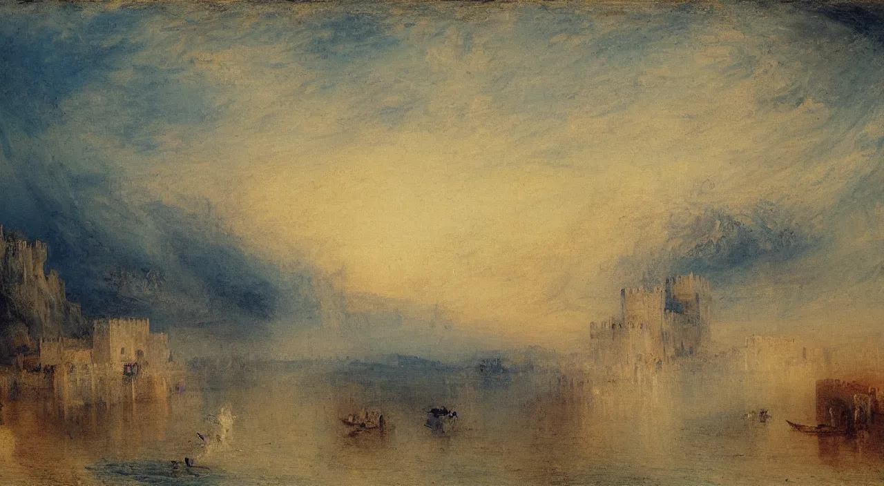 Image similar to a Japanese castle, by J. M. W. Turner