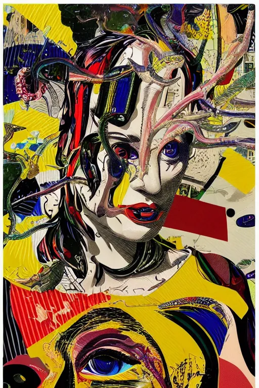 Image similar to youre from your father worm. symmetrical anatomy, baroque, pop art, hyperdetailed, without duplication, art by mimmo rotella and roy lichtenstein, intricate, trending artstation, dribble popular.