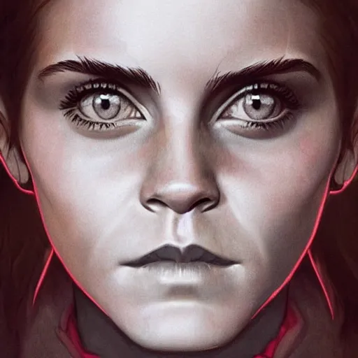 Image similar to Very funny Emma Watson looking like an old monkey, colorful painting on grey scale face, powerful , magic, thunders, dramatic lighting, intricate, wild, highly detailed, digital painting, artstation, concept art, smooth, sharp focus, illustration, art by artgerm and greg rutkowski and alphonse mucha, footage