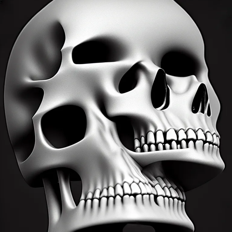 Image similar to black and white light 3D geometry, skull, matte bright highly detailed, poetic, 3D render, digital art, octane render, 8K artistic photography, photo-realistic, by Dora Maar