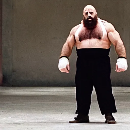 Image similar to Danny Devito staring as Zangief in the Street Fighter 2024 movie