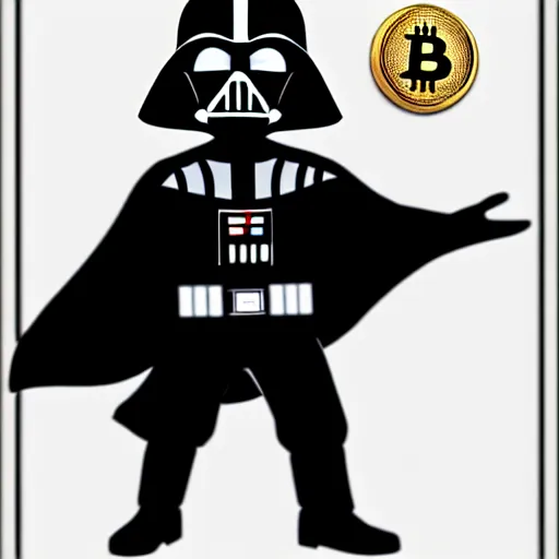 Image similar to darth vader advertising bitcoin